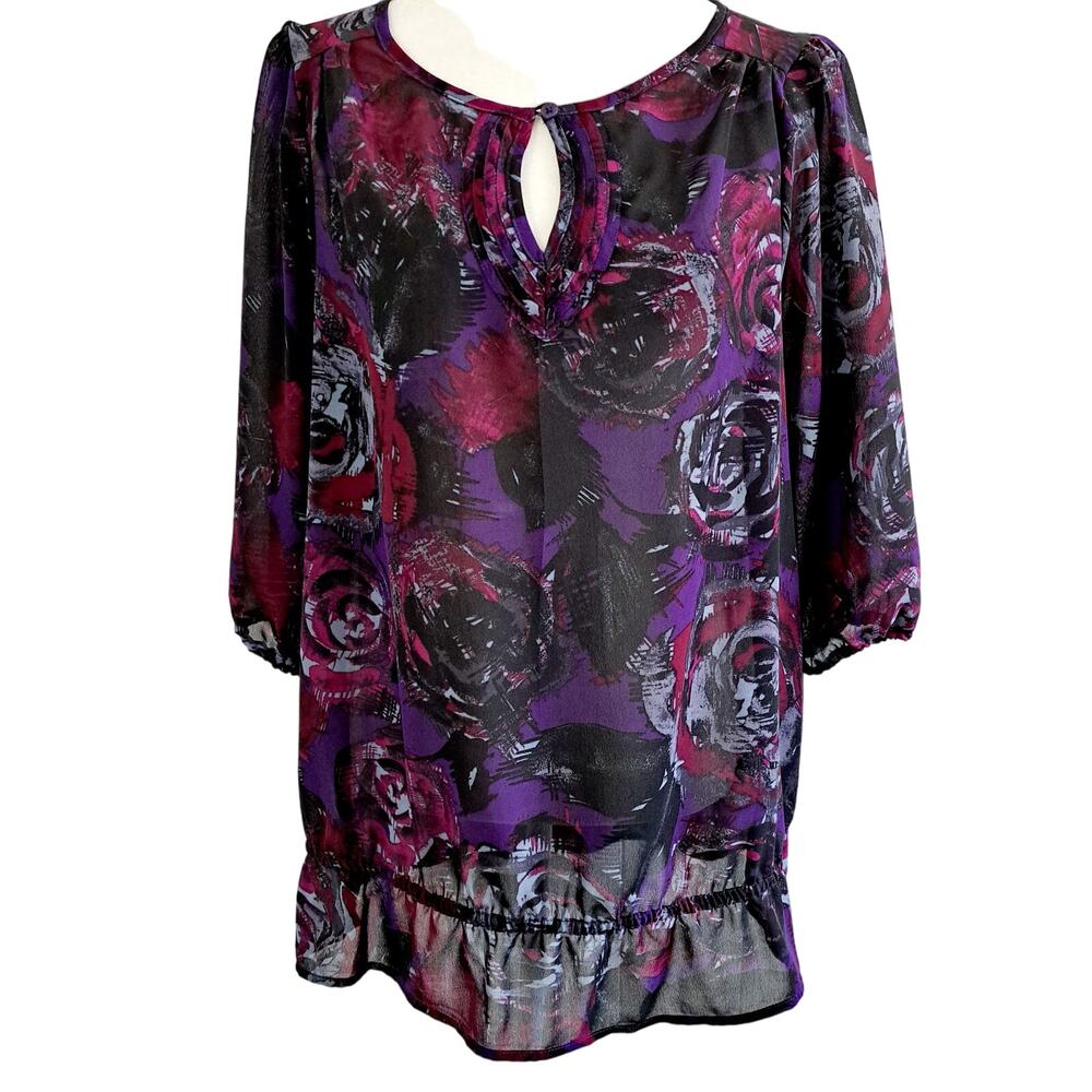 Just My Size 3/4 Sleeve Floral Print Top